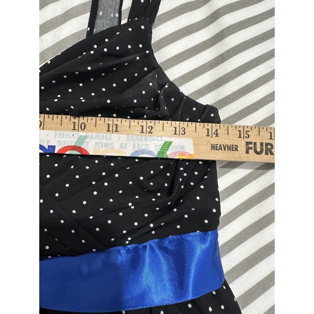Vintage My Michelle Medium Dress Sweetheart Black White Blue Party Polka Dot - Picture 3 of 13